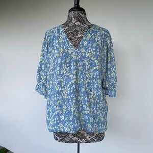 Floral Blue Women's Top by West Kei size XXL